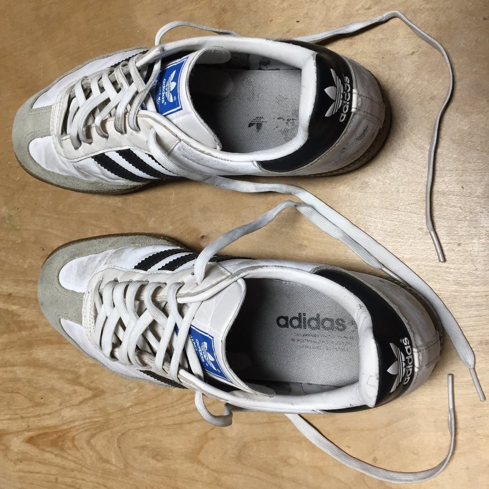 Adidas Samba OG Leather Retro Shoes Men's Size 11 US White/Black Suede Gum Sole